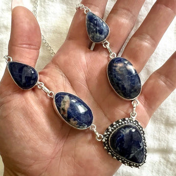 925 Spiritual SODALITE 5 Stone Necklace