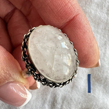 925 POWER STONE Clear Quartz Ring Sz 11
