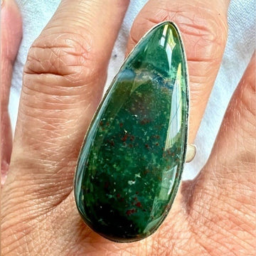925 Dragons Blood Bloodstone Ring 7.25