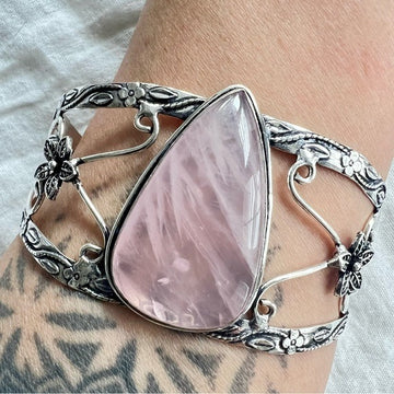925 Self Love ROSE QUARTZ Cuff Bracelet