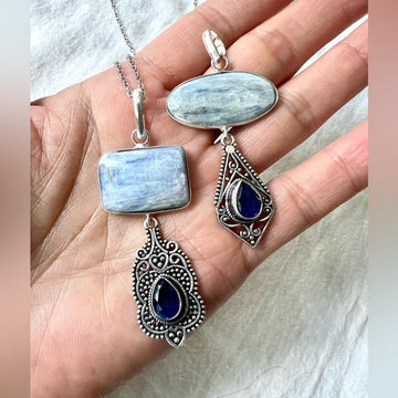 925 You Choose! Kyanite Chandelier Pendant Necklace