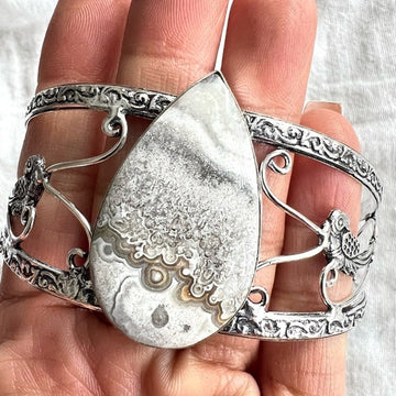 925 Crazy Laguna Lace Agate Cuff Bracelet
