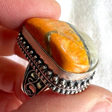 925 Gorgeous Ornate Bumble Bee Jasper Ring 7