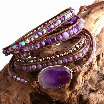 Amethyst + Galaxy Jasper Wrap Bracelet