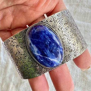 925 Spiritual Sodalite Embodded Cuff Bracelet