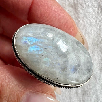 925 Ethereal Rainbow Flash Moonstone Ring 6.25