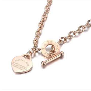 Rose Gold or Silver Choker Necklace Proverbs 4:23 Heart