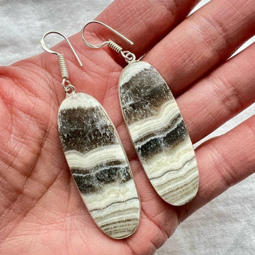 925 African Zebra Calcite Earrings