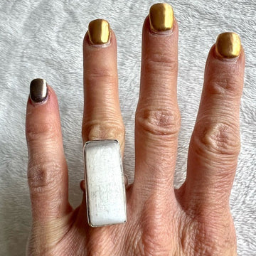 925 RAW Selenite Crystal Charge Ring 6