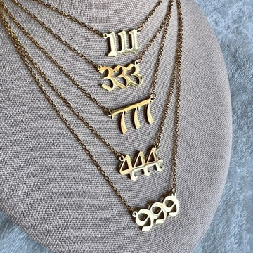 Stainless Steel Angel Number Pendant Necklace 111 222 333 444 555 777 888 999