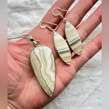 925 Blonde African Zebra Calcite Pendant Necklace Only