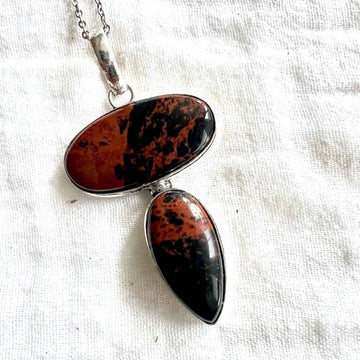 925 Creativity Mahogany Obsidian Pendant Necklace