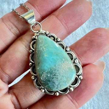 925 Calming Caribbean Larimar Pendant Necklace