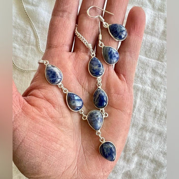 925 Necklace + Earrings SET! Spiritual Sodalite Multi Stone