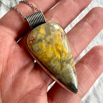 925 Positivity! Bumble Bee Jasper Pendant Necklace