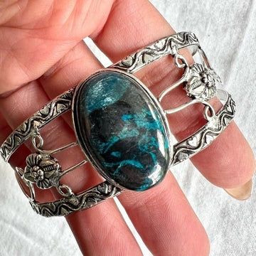 925 Personal Power Chrysocolla Swirl Cuff Bracelet