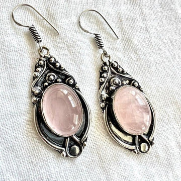 925 LOVE Gorgeous Rose Quartz Earrings