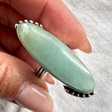 925 Long Elegant Aquamarine Ring 7.25