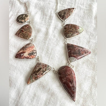 925 Earthy Leopard Jasper Rhyolite! Goddess Necklace
