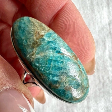 925 Manifestation! Blue Apatite Ring 9.75