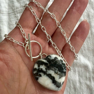 925 Wild Buffalo Jasper HEART ❤️ Toggle Necklace Pendant
