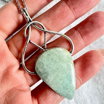 925 Elegant Braided Aquamarine Necklace Pendant