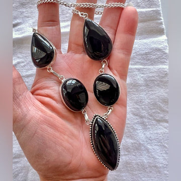 925 Five Stone Protection Onyx Necklace Pendanr