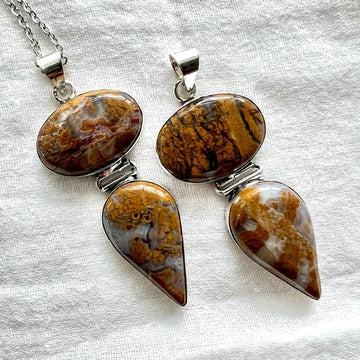 925 Yellow Moss Agate Necklace Pendant