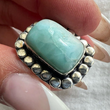925 Caribbean Larimar Ring (flaw) Sz 7