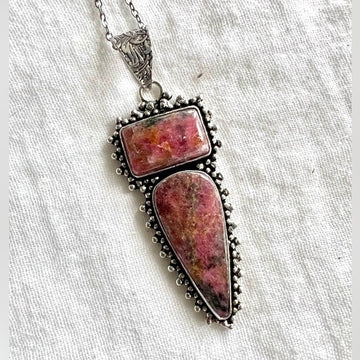 925 Passion + Love! Dagger Rhodonite Pendant Necklace