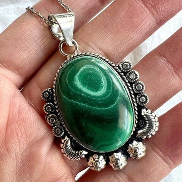925 Magical Malachite Swirl Portal Pendant Necklace