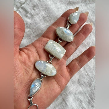 925 Gorgeous Feminine Rainbow FLASH MOONSTONE Bracelet