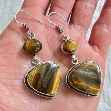 925 Courageous Tigers Eye Earrings