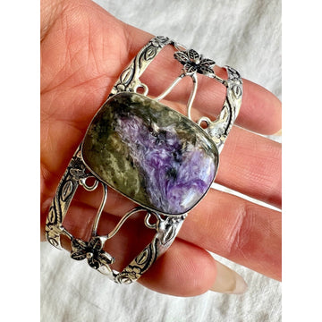 925 Third Eye Chakra Charoite Cuff Bracelet