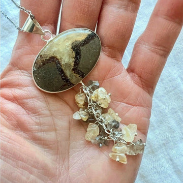 925 Dragon Septarian Chandelier Pendant Necklace