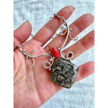925 Ancestor Guide Turitella Fossil Necklace Pendant