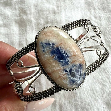 925 STUNNING Spiritual Sodalite Cuff Bracelet