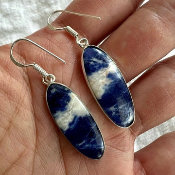 925 Spiritual SODALITE Oval Drop Earrings