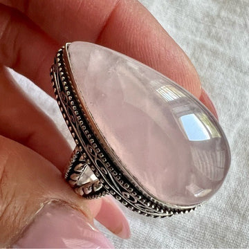 925 Ornamental Rose Quartz Detailed Ring 9
