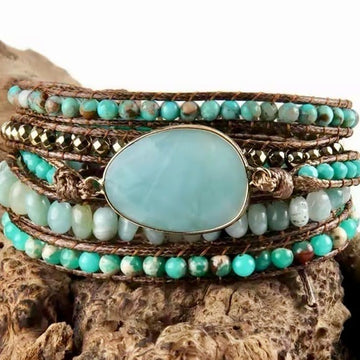 Peacekeeper Amazonite + Chrysocolla Wrap Bracelet