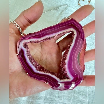 925 WOW! OMG! HUGE! Magenta Solar Window Quartz Necklace Pendant