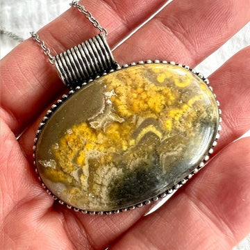 925 Positive Vibes! Bumble Bee Jasper Pendant Necklace
