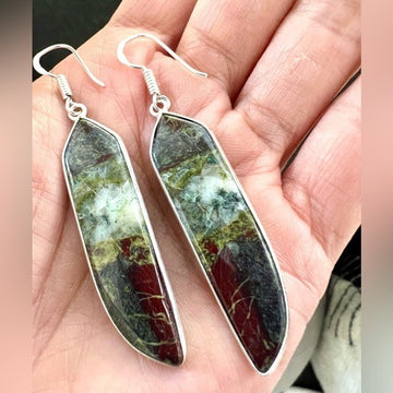 925 Kundalini Dragons Blood Bloodstone Earrings