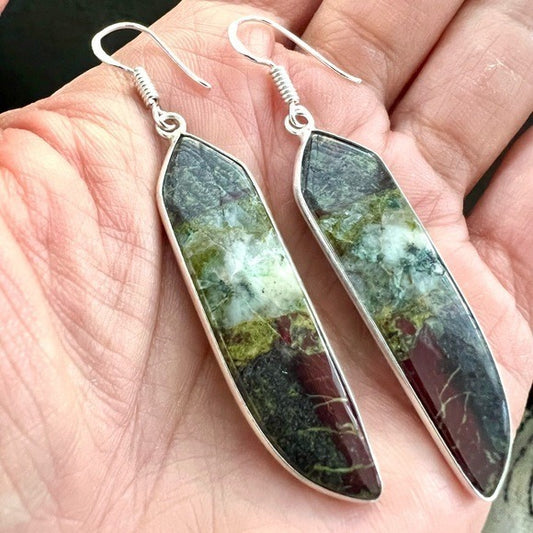 925 Kundalini Dragons Blood Bloodstone Earrings