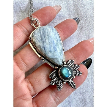 925 Energy Mover Kyanite + Blue Flash Labradorite Pendant Necklace