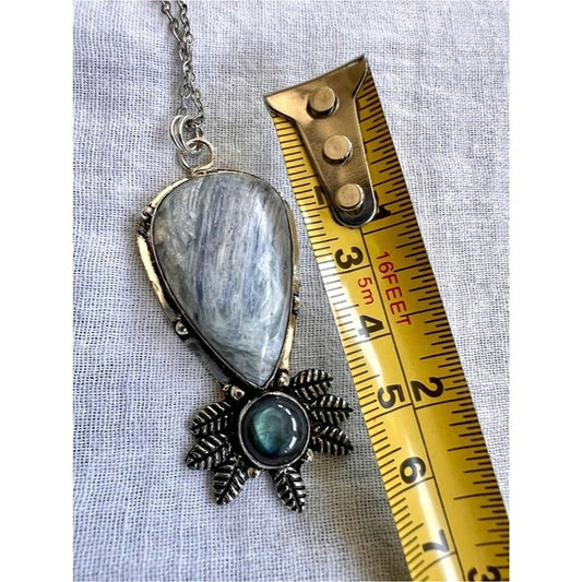 925 Energy Mover Kyanite + Blue Flash Labradorite Pendant Necklace