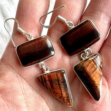 925 Root Chakra Red Tigers Eye Earrings