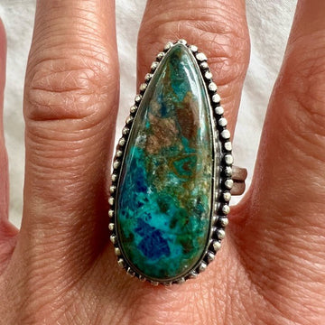 925 GORGEOUS! Chrysocolla Power Ring 10.25