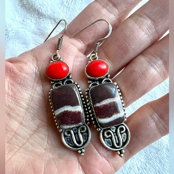 925 Gorgeous! Coconut Jasper Drop Earrings