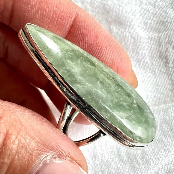 925 Massive Elegant Teardrop Aquamarine Ring 5.75